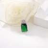 Anniversary Gift Fashion Green Square Crystal Cubic Zirconia Handmade Women Jewelry Pendant with Chain Necklace