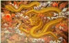 Photo Papier Peint Haute Qualité 3D Stéréoscopique Super clair original exclusif en trois dimensions en relief perles de jeu de dragon d'or peinture à l'huile