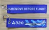 Airbus A320 A330 A340 A350 A380 Vor dem Flug entfernen Flugzeug Airlines Flug Gestickter Gepäckanhänger Schlüsselanhänger 13 x 2,8 cm 100 Stück