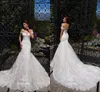 Великолепная русалка Люссано платья с плечевых кружевных аппликаций без спинки свадебные платья арабское свадебное платье vestidos de noiva