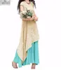 Women 2018 Summer Party Embroidery Long Maxi Dress Casual O Neck Short Sleeve Loose Cotton Linen Irregular Kaftan Vestido