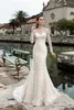 New Designer Long Mermaid Wedding Dresses 2018 Boat Neck Button Back Long Sleeves Court Train Lace Wedding Bridal Gowns Vestido de novia