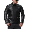 PU Мужчины зимы куртки вскользь Zipper PU кожаная куртка мотоцикла кожаная куртка мужчин Slim Fit Мужские куртки и пальто J181029