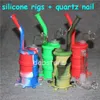 Narguilé Silicone Barrel Rigs Mini Dab Jar Bongs Pipe à eau Silicon Oil Drum Rigs avec clous en quartz