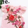 2018夏の赤ちゃんのドレスかわいい刺繍花のデザイン小さな女の子のドレス幼児の女の子の服子供のドレストップスの服1-4年のためのトップスの服