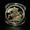 2010 British St George Dragon Gold Sovereign Coin Uk Gold Sovereign Dia. 40 mm, 1 Unze vergoldet