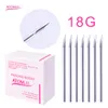 100pcs / lot Aiguilles de perçage 18G emballées individuellement Aiguilles de perçage corporelles jetables E.O.Gas Outil de maquillage permanent stérilisé