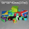 Vierkante potten Slick stack Lego-vormige 37 ml siliconen vierkante bho-oliecontainer siliconen dab wax opslagpot voor concentraten DHL1934881
