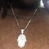 Ny högkvalitativ hip hop bling box kedja 24" kvinnor Män par guld silver färg iced out Hamsa handhänge halsband med cz