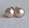 Orecchini di perle autentiche, perle d'acqua dolce lavanda da 6,5 mm Orecchini a bottone in argento 925, gioielli da damigella d'onore, perle vere al 100%