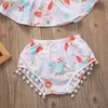 Gorący Sprzedam Lato 3 SZTUK Noworodka Ubrania Baby Girls Floral Off Ramię Tops Kamizelka + Krótkie spodnie Figi Stroje Dziewczyna Ubrania 0-24m