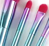 Gradient Makeup Brush Set 4pcs Colorful Plating Handle Facial Beauty Tools Eyeliner Powder Lip Make up Brushes Kit with Cosmetic Bag
