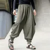 Helisopus Pantaloni larghi Harem larghi da uomo con cavallo basso Pantaloni larghi in cotone stile samurai giapponese