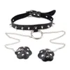 Bondage Real Black Leather Spike Collar W Nipple Chastity Bondage Sex Toy Fetisch #R47