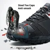 MODYF MEN STEEL TOE CAP WORK SÄKERHETSKOTE Äkta läder Casual Anti-Kick Footwear Outdoor Puncture Proof Sneaker