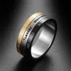 HNSP 100% Stainless steel Roman numeral date Rotatable Finger Ring For Men Male Bague homme Anel masculino Anillos hombre