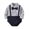 Ins Baby Clothing Romper Girl Boy Gentleman Stripped Boy Romper Girl Lolita Romper Spring Fall Baby Kläder