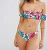 Nova chegada Bkini moda Senhora flores Stripped imprimir Bikini Set sexy oco out Maiô Triângulo ones peças conjunto de biquíni S / M / L / XL