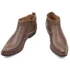 Nieuwe 2018 Naaien Outdoor Boots Botas Western Cowboy Laarzen enkel Zip Bruin Koeienhuid Lederen Werkleren Mannen Big Size 44