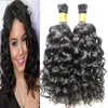 10 "-26" Brazilian Curly Wave Mänskliga hårförlängningar Jag Tips Hårförlängningar Human 100g 100s Lim Fusion Keratin Stick Tip Hårförlängningar