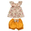 Abiti per neonate appena nati 2018 Nuovi top stampati floreali estivi + Bowknot Short 2 pezzi Set Abiti estivi per bambini per bambini