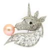 Mignon perle d'eau douce licorne broche personnalité de luxe diamant broche accessoire féminin foulard en soie boucle cadeau d'anniversaire