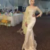 2018 Saudyjska Arabia Długie Prom Dresses z Cap Sweetheart Lace Aplikacje 3/4 Długie Rękawy Syrenka Suknia Wieczorowa Glamorous Aso-Ebi Party Suknie