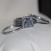 Choucong Luxury Women Smycken Full Round Diamond Ring 925 Sterling Silver Women Engagement Wedding Band Ring