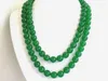 素敵なエレガントな長い35 "10mmの自然な緑の翡翠ラウンドビーズ宝石ネックレス送料無料