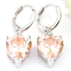 10prs Luckyshine Fashion Shine Heart Fire Morganite Cubic Zirconia Clear Silver Dangle Kolczyki na świąteczne przyjęcie weselne3456