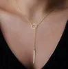 celebrity stunning golden/silver bar circle lariat necklace simple Y shaped personality gift new fashion women jewellery