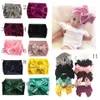 Neue Europa-Herbst-Winter-Baby-Big Bow Stirnband-Kind-elastische Bowknot Hair Kinder Pleuche Turban Bandanas 14322