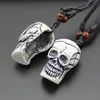 Jewelry Whole 12pcs Imitation Yak Bone Carving Halloween Horror Skeleton Skull Head Pendants Necklace Gifts for men women0392734160