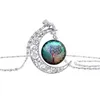 Collier arbre de vie pierres précieuses lune verre Cabochon collier pendentif chaîne en argent mode temps pierres précieuses chandail chaîne