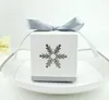 Snowflake candy box birthday wedding party square hollow favor boxes with grey ribbon bow Halloween Christmas present gift wrap 6X6x6cm