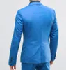 Bleu 3 pièces costume marié Tuxedos mode marié mariage costume de haute qualité hommes mariage bal dîner Blazer (veste + pantalon + cravate + gilet) 440