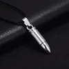 Men Titanium Steel Necklaces Bullet Pendant Leather Chain Necklace Women Jewelry