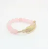 Mode Vergulde Blad Armbanden Natuursteen Roze Crystal Turquoise Bead Armband voor Vrouwen Merk Sieraden