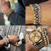 Joyas para hombres, pulseras con dijes de corona plateada, joyería de hebras, cuentas redondas de 4mm, pulsera trenzada, pulsera femenina, regalo de circón, Día de San Valentín, vacaciones, Navidad