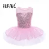 IEFiEL Filles Sans Manches Paillettes Formelle Danse De Ballet Gymnastique Justaucorps Robe Danseuse De Ballet Tutu pour Enfants Ballerine Pour Enfants289P