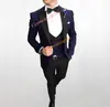 Yeni Stil Groomsmen Tepe Yaka Yakışıklı Bir Düğme Damat Smokin Erkek Takım Elbise Düğün / Balo / Akşam Yemeği Best Man Blazer (Ceket + Pantolon + Kravat + Yelek) m796