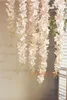 50PCS Artificial Hydrangea Wisteria Flower String DIY Simulation Wedding Arch Square Rattan Wall Hanging Basket Can Be Extension