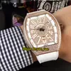 Vanguard horloge Beat Quality VANGUARD V 45 SC DT Gypsoph Dial Japan Miyota Automatic Mens Watch Rose Gold Caes Diamond Bezel White Leather Strap Watches
