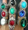 Whole 50PCS Top Mixed Noble Big Stone Rings Turquoises & Clear Crystal Women's Men's Exquisite Elegant Finger Ring B305U