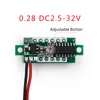 0.28 بوصة DIY Red Blue Green Green Digital LED Mini Mini Module DC2.5V-30V Voltmeter Voltage Voltage Meter Pange لسيارة الدراجات النارية