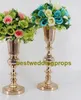 Bruiloft decoratieve goud metalen vaas centerpieces trompet bloem vaas met grote kom beste0234