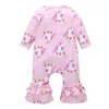 2018 neue Kinderkleidung Langarm Rosa Blumen Einhorn Strampler Süße Baby Mädchen Overall Säugling Kleinkind Mädchen Frühling Herbst Einteilige Outfits