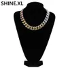 Hip Hop 12mm Tricolor Miami Cuban Link Kedja Halsband Iced Out Full Zircon Men Rock Bling Cool Ncklace 18 "22"