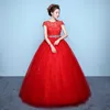 2018 Nowa Moda Suknie ślubne O-Neck Krótki Rękaw Zroszony Sashes Biała Suknia Balowa Lace Up Sukienka Bridal Vestidos de Novia