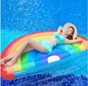 180x90 cm Piscina Galleggiante Gigante Gonfiabile Piscina Giocattoli Arcobaleno Galleggiante Fila Anello di nuotata Gonfiabile Piscina Zattere Giochi d'acqua